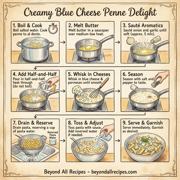 Creamy Blue Cheese Penne Delight instructions