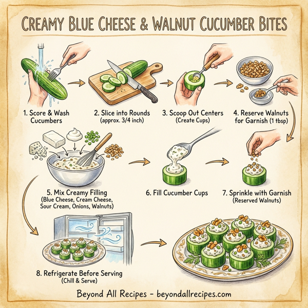 Creamy Blue Cheese & Walnut Cucumber Bites instructions