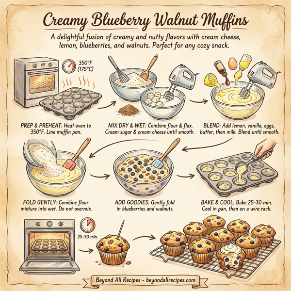Creamy Blueberry Walnut Muffins instructions