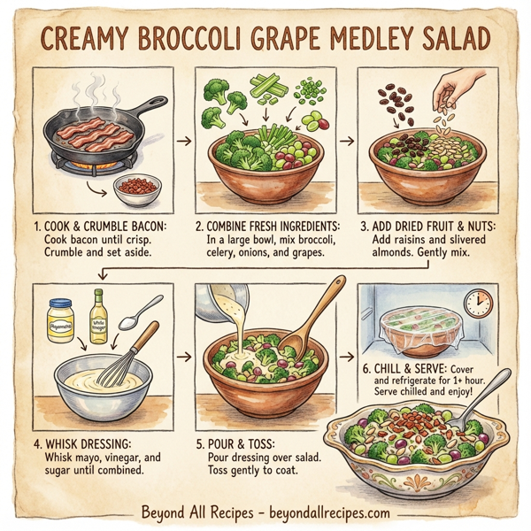 Creamy Broccoli Grape Medley Salad instructions