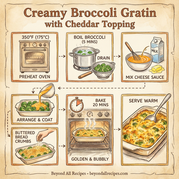 Creamy Broccoli Gratin with Cheddar Topping instructions