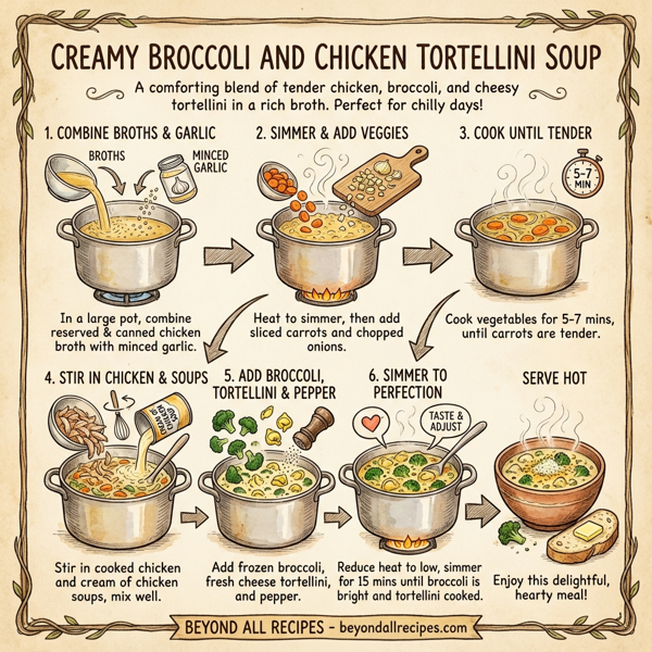 Creamy Broccoli and Chicken Tortellini Soup instructions