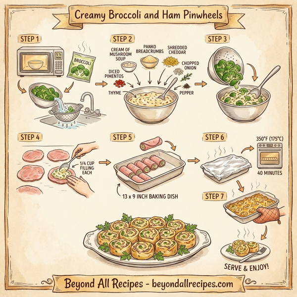 Creamy Broccoli and Ham Pinwheels instructions
