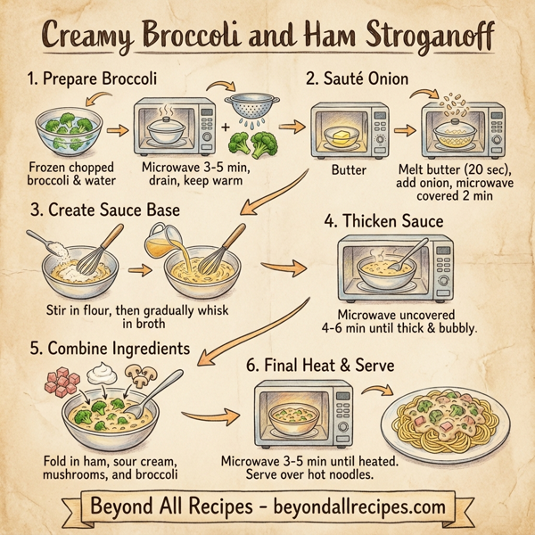 Creamy Broccoli and Ham Stroganoff instructions