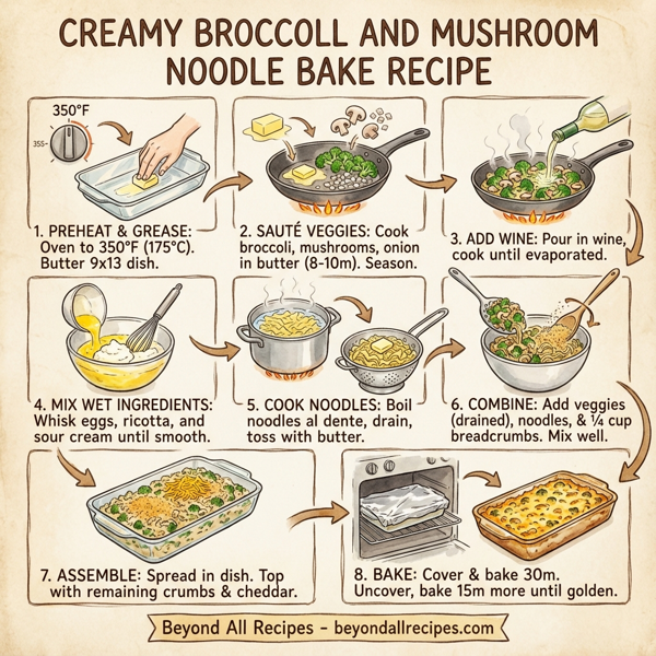 Creamy Broccoli and Mushroom Noodle Bake instructions