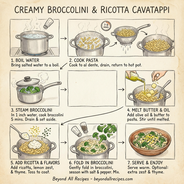 Creamy Broccolini and Ricotta Cavatappi instructions