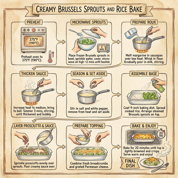 Creamy Brussels Sprouts and Rice Bake instructions