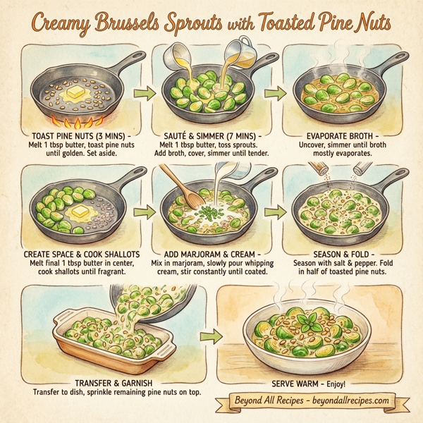 Creamy Brussels Sprouts with Toasted Pine Nuts instructions