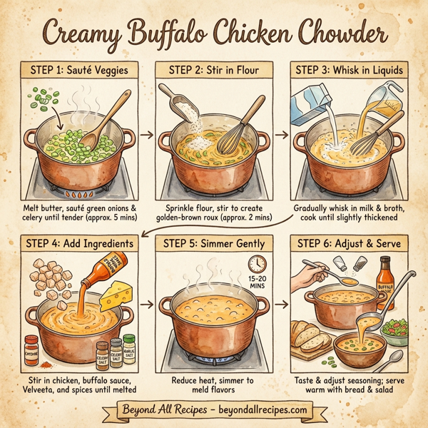 Creamy Buffalo Chicken Chowder instructions