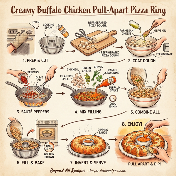 Creamy Buffalo Chicken Pull-Apart Pizza Ring instructions