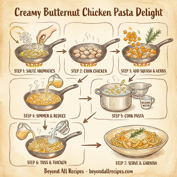 Creamy Butternut Chicken Pasta Delight instructions