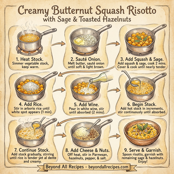 Creamy Butternut Squash Risotto with Sage and Toasted Hazelnuts instructions