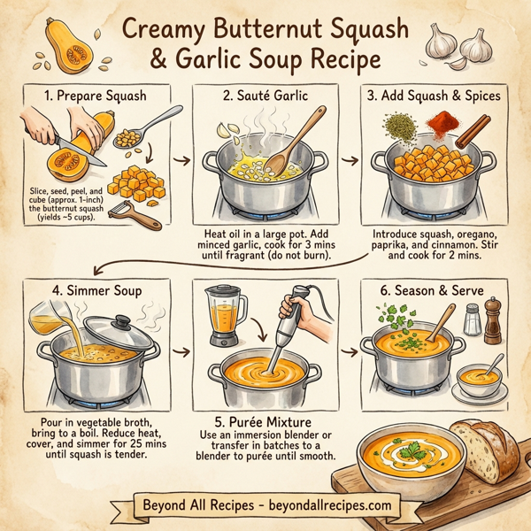 Creamy Butternut Squash and Garlic Soup instructions