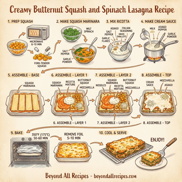 Creamy Butternut Squash and Spinach Lasagna instructions