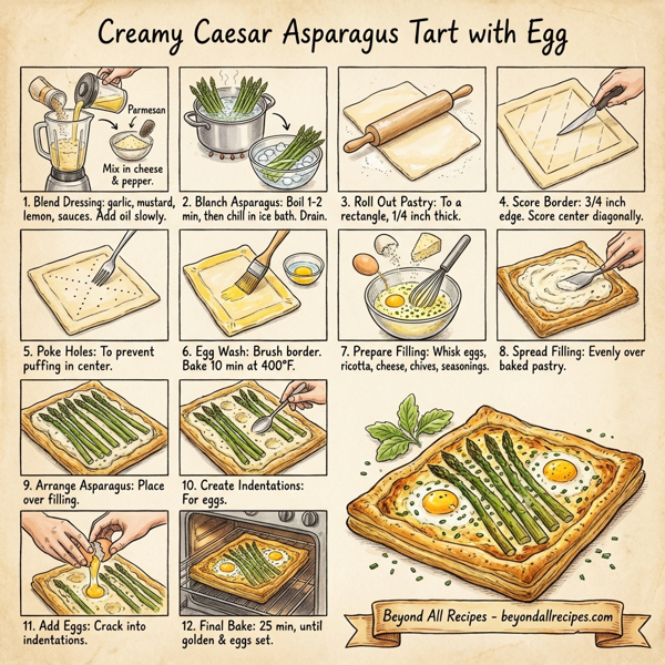 Creamy Caesar Asparagus Tart with Egg instructions