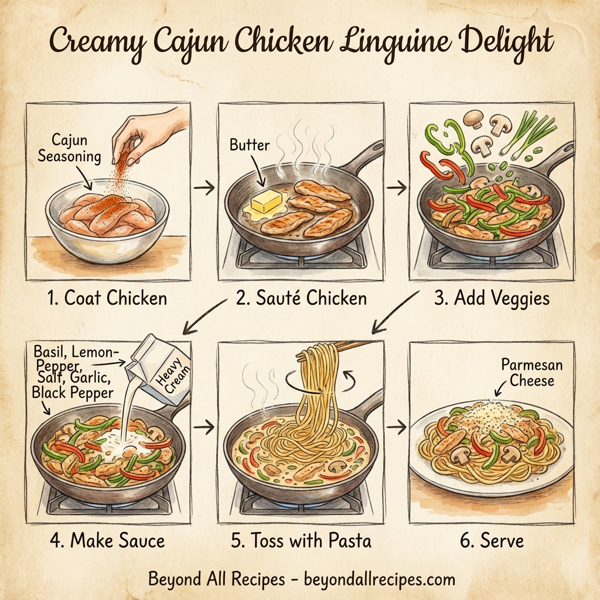 Creamy Cajun Chicken Linguine Delight instructions
