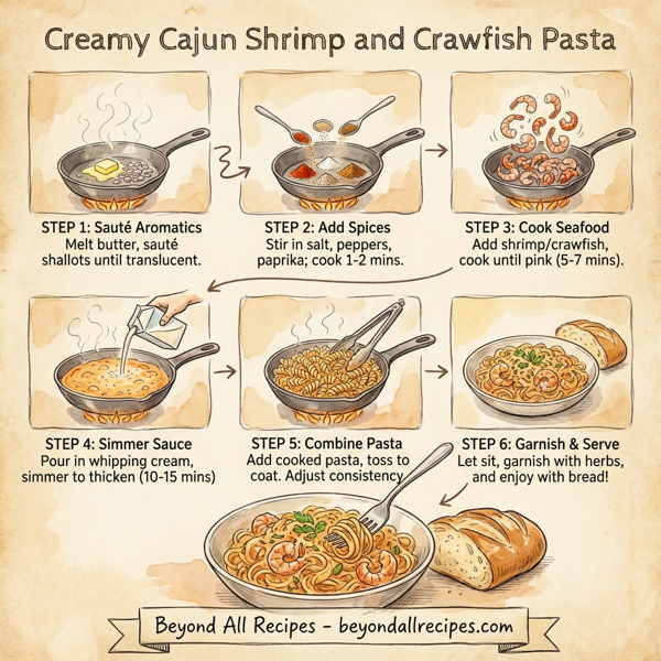 Creamy Cajun Shrimp and Crawfish Pasta instructions