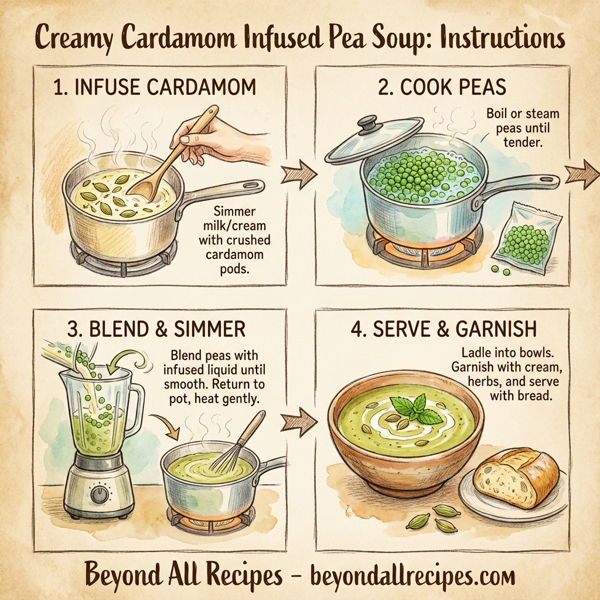 Creamy Cardamom Infused Pea Soup instructions