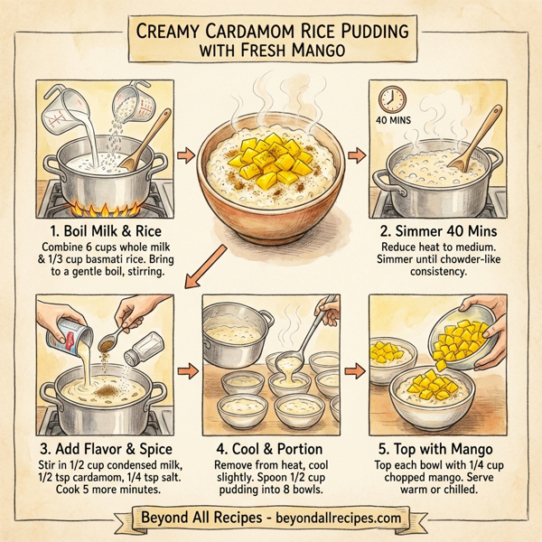 Creamy Cardamom Rice Pudding with Fresh Mango instructions
