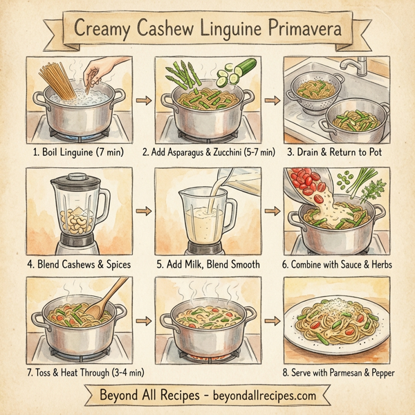 Creamy Cashew Linguine Primavera instructions