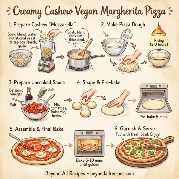Creamy Cashew Vegan Margherita Pizza instructions