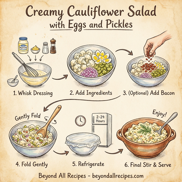 Creamy Cauliflower Salad with Eggs and Pickles instructions