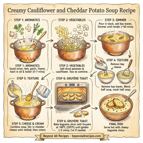 Creamy Cauliflower and Cheddar Potato Soup instructions