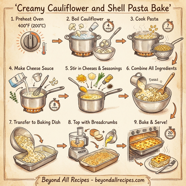Creamy Cauliflower and Shell Pasta Bake instructions