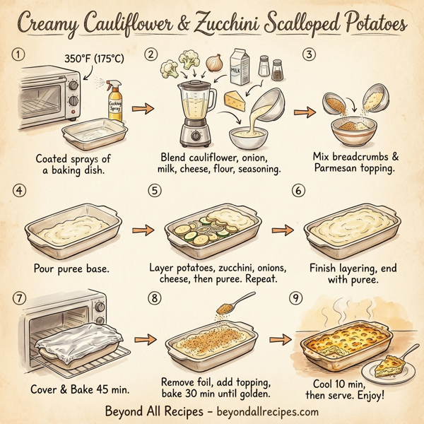 Creamy Cauliflower and Zucchini Scalloped Potatoes instructions