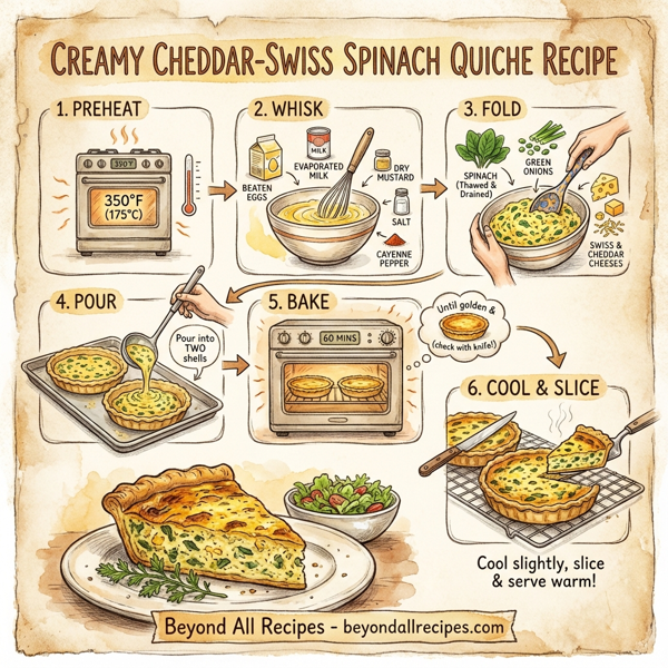 Creamy Cheddar-Swiss Spinach Quiche instructions