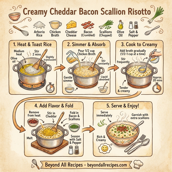 Creamy Cheddar Bacon Scallion Risotto instructions