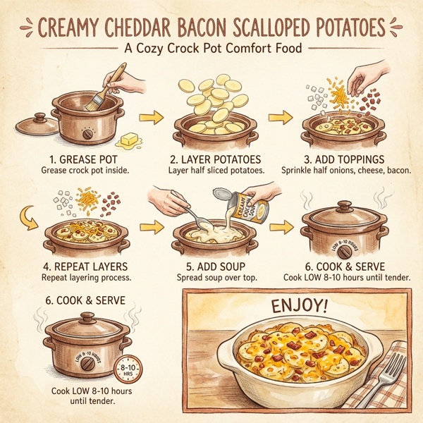 Creamy Cheddar Bacon Scalloped Potatoes instructions
