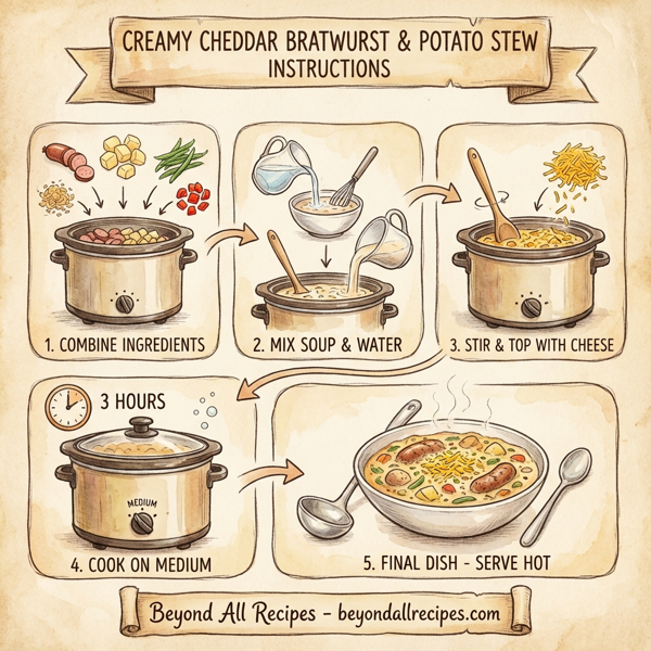 Creamy Cheddar Bratwurst and Potato Stew instructions