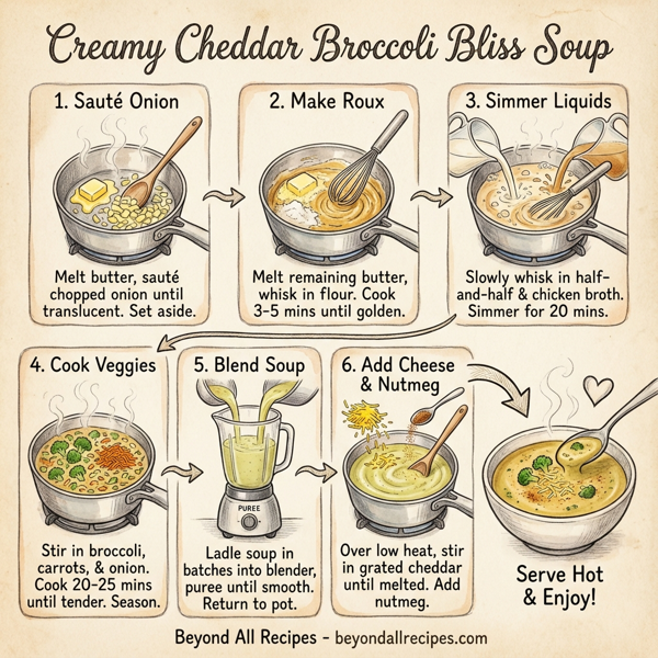 Creamy Cheddar Broccoli Bliss Soup instructions