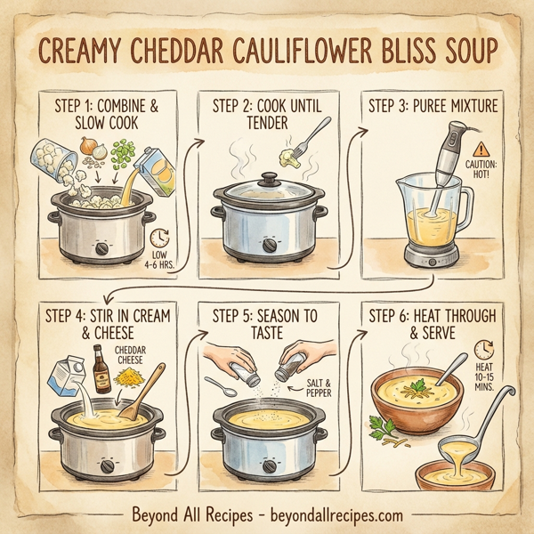 Creamy Cheddar Cauliflower Bliss Soup instructions
