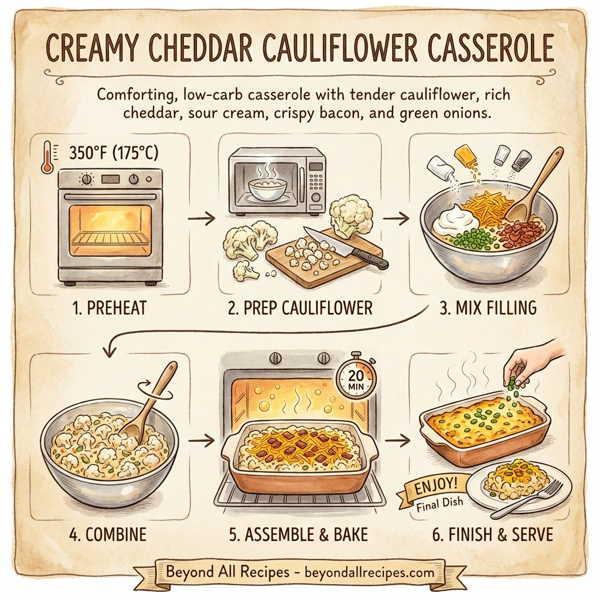 Creamy Cheddar Cauliflower Casserole instructions