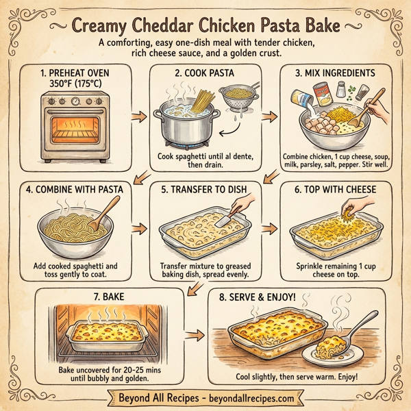 Creamy Cheddar Chicken Pasta Bake instructions