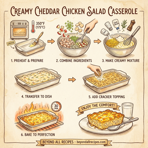 Creamy Cheddar Chicken Salad Casserole instructions