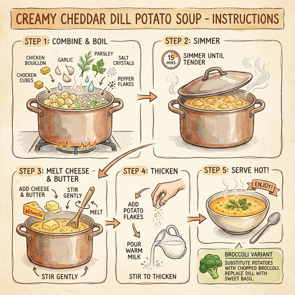 Creamy Cheddar Dill Potato Soup instructions
