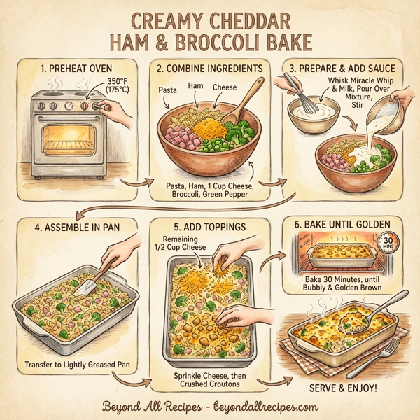 Creamy Cheddar Ham & Broccoli Bake instructions