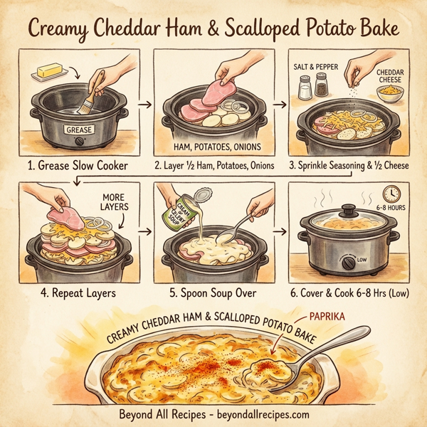 Creamy Cheddar Ham & Scalloped Potato Bake instructions