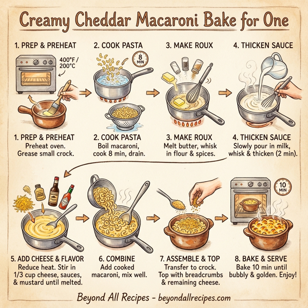 Creamy Cheddar Macaroni Bake for One instructions