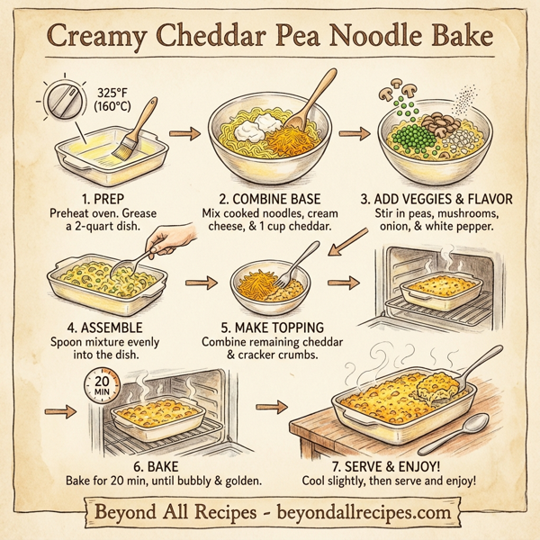 Creamy Cheddar Pea Noodle Bake instructions