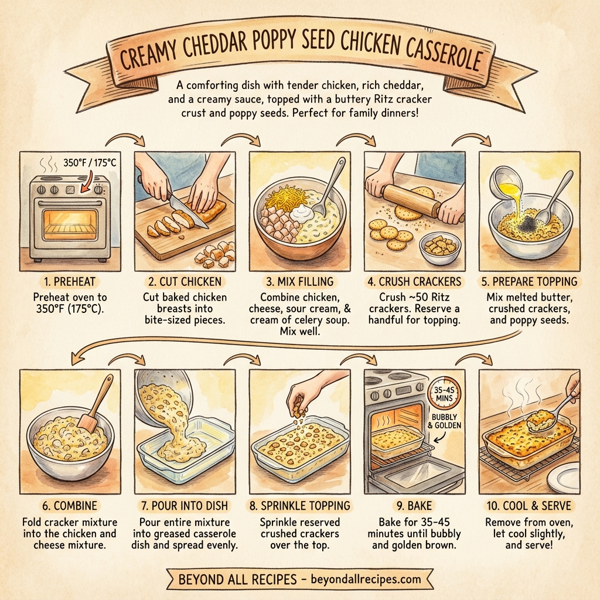 Creamy Cheddar Poppy Seed Chicken Casserole instructions