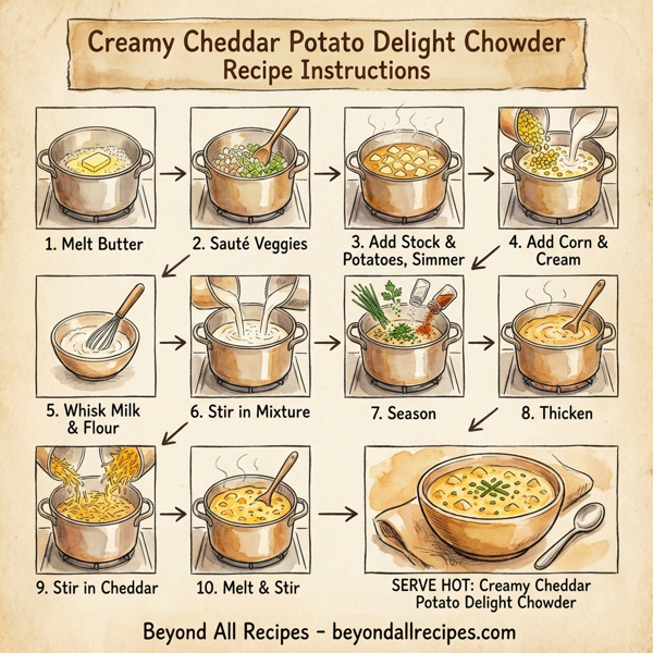 Creamy Cheddar Potato Delight Chowder instructions