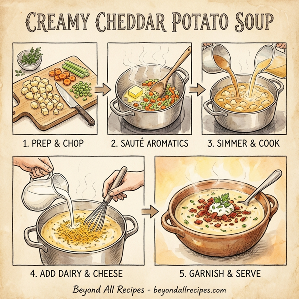 Creamy Cheddar Potato Soup with Vegetables instructions