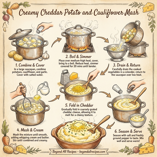 Creamy Cheddar Potato and Cauliflower Mash instructions