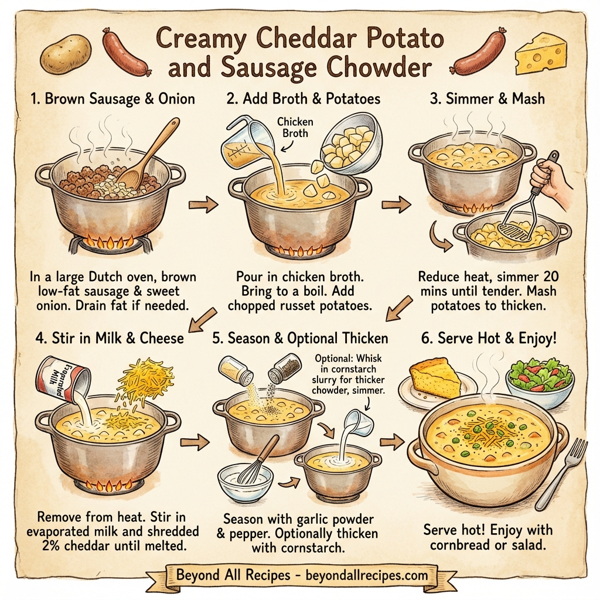 Creamy Cheddar Potato and Sausage Chowder instructions
