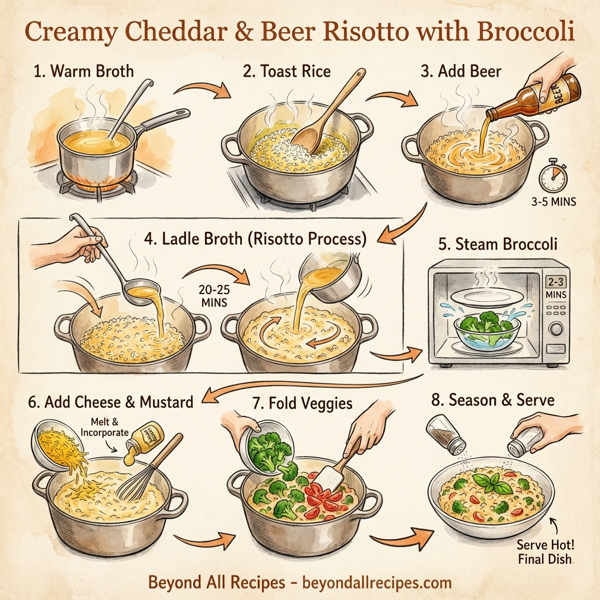 Creamy Cheddar & Beer Risotto with Broccoli instructions