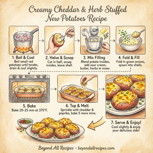 Creamy Cheddar & Herb Stuffed New Potatoes instructions